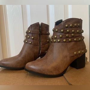 Brown, leather booties